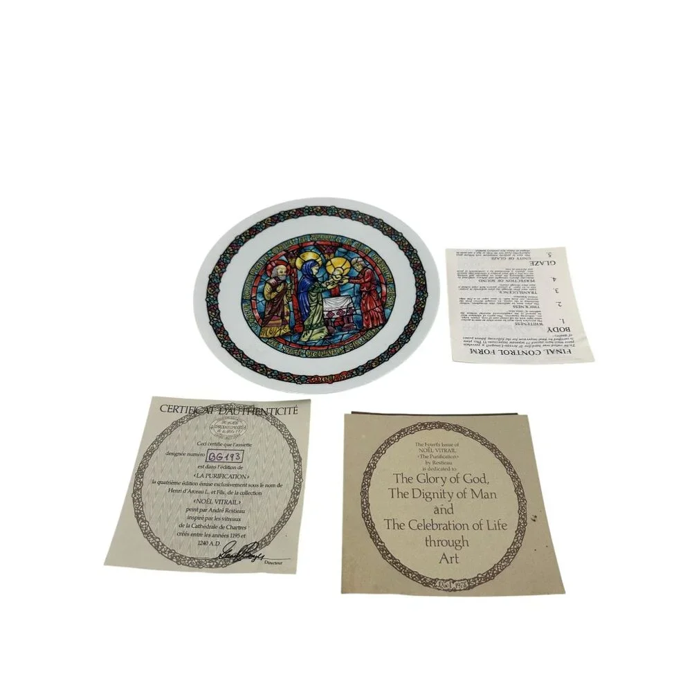 Henri DArceau & Fils Noël Vitrail Plate La Purification Limoges First Edition